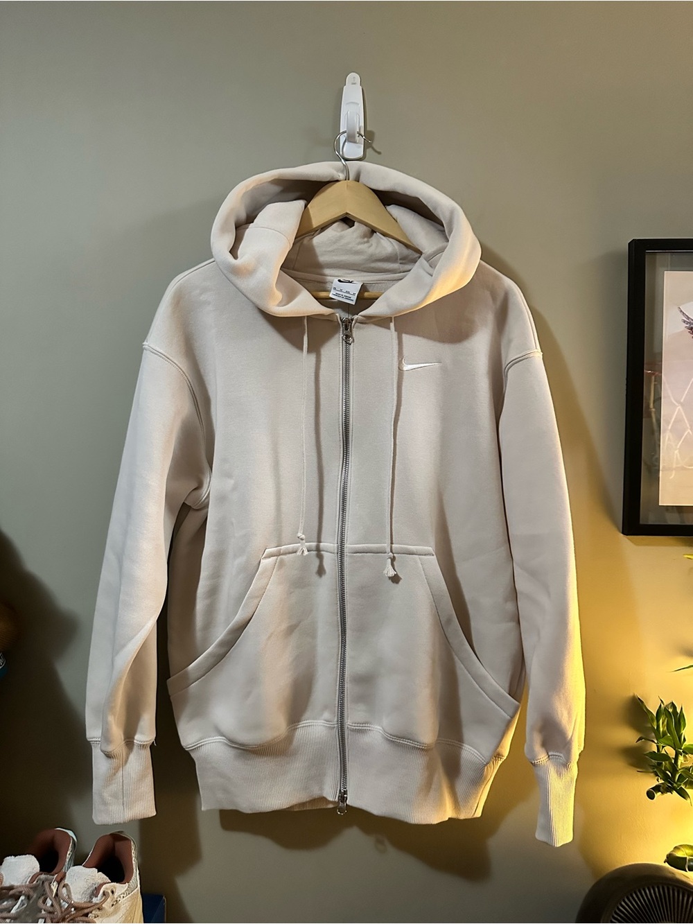 Nike womens Light Cream Full-Zip Hoodie Sweatshirt